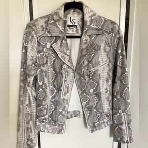 Lena Gabrielle snakeskin moto jacket Sz 4 EUC faux leather crop motorcycle